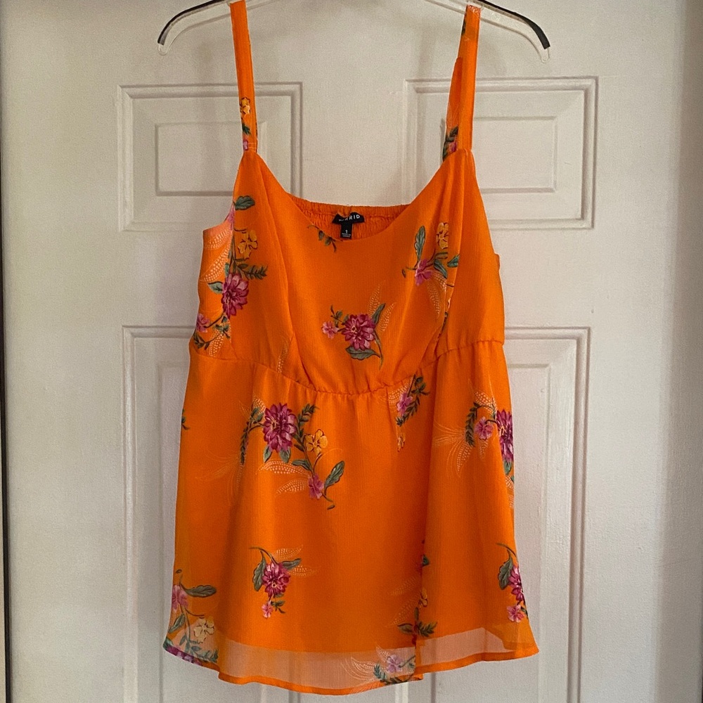 Bright Orange Floral Spaghetti Strap Cami